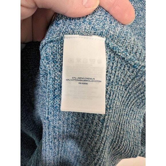 Lands End Women's Blue Linen/Cotton Blend Knit Sweater Tunic Top - Size L - Picture 6 of 6